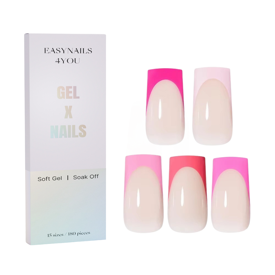 GeluXe French - Nude Long Square Pink Set