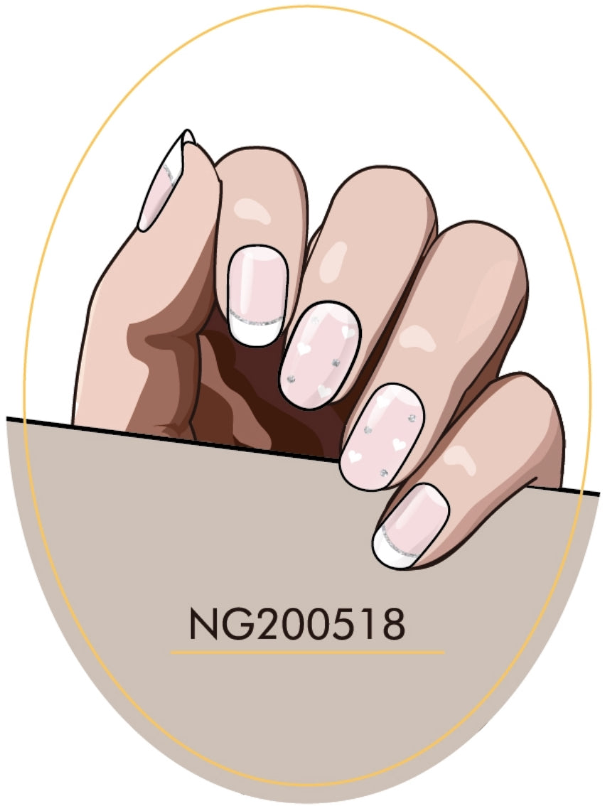 Silver Heart Glitter French NG518