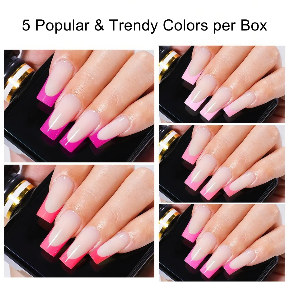 GeluXe French - Nude Long Square Pink Set