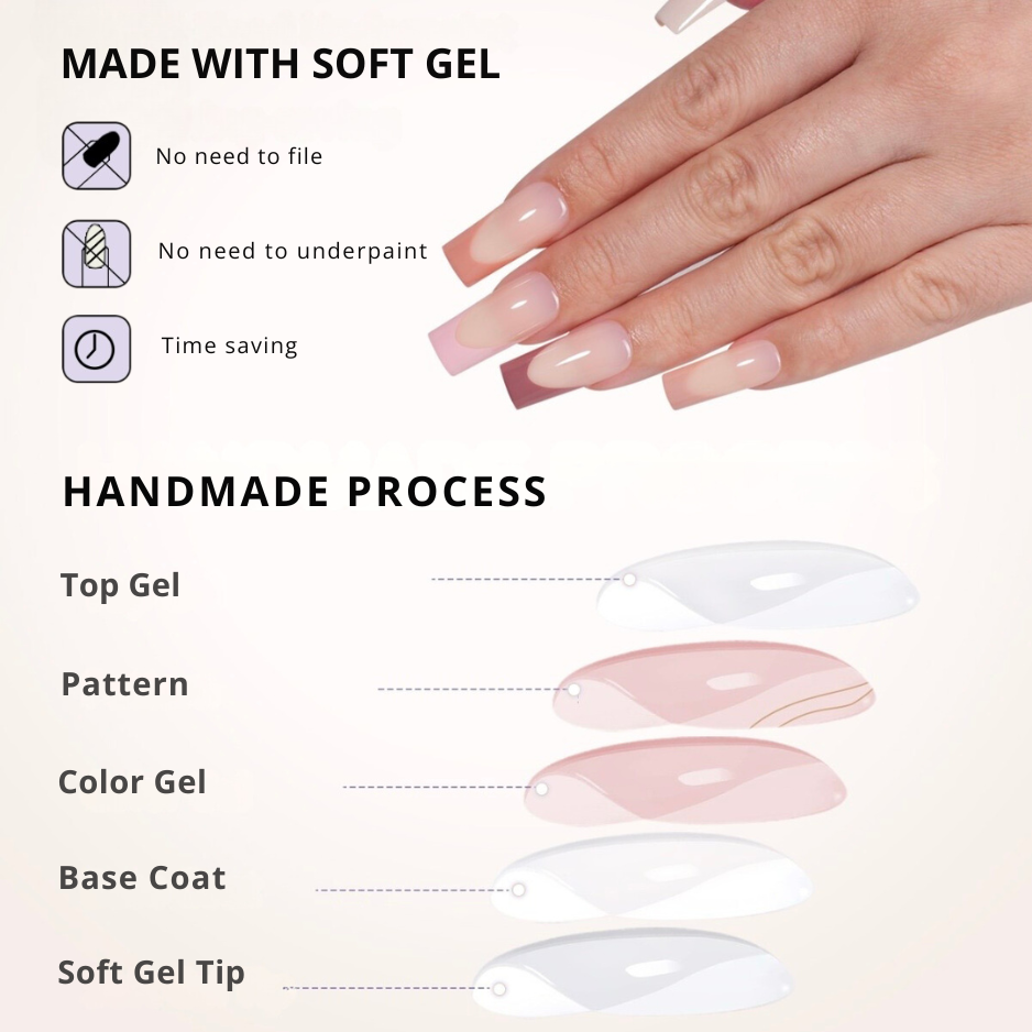 GeluXe French - Nude Long Square Pastel Set