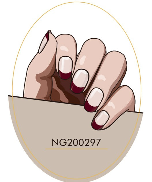 Bordeaux Red French Nails NG297