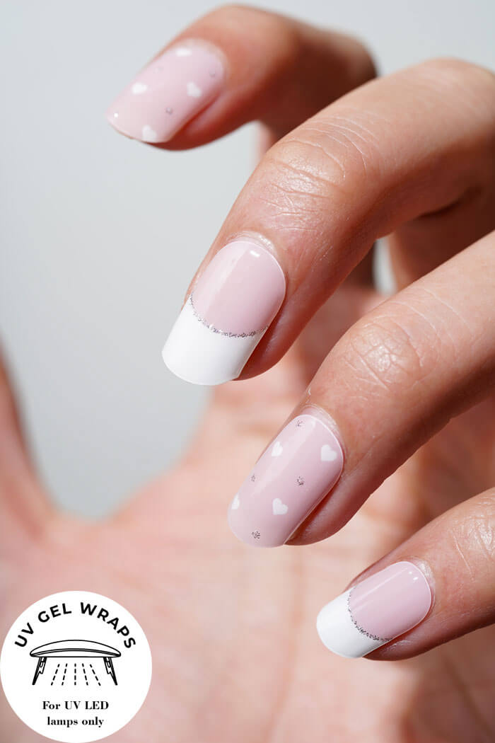 Silver Heart Glitter French NG518