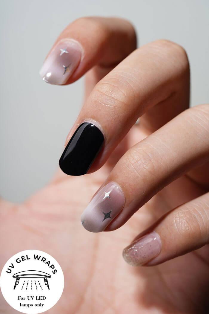 Black Silver Star Nails NG268