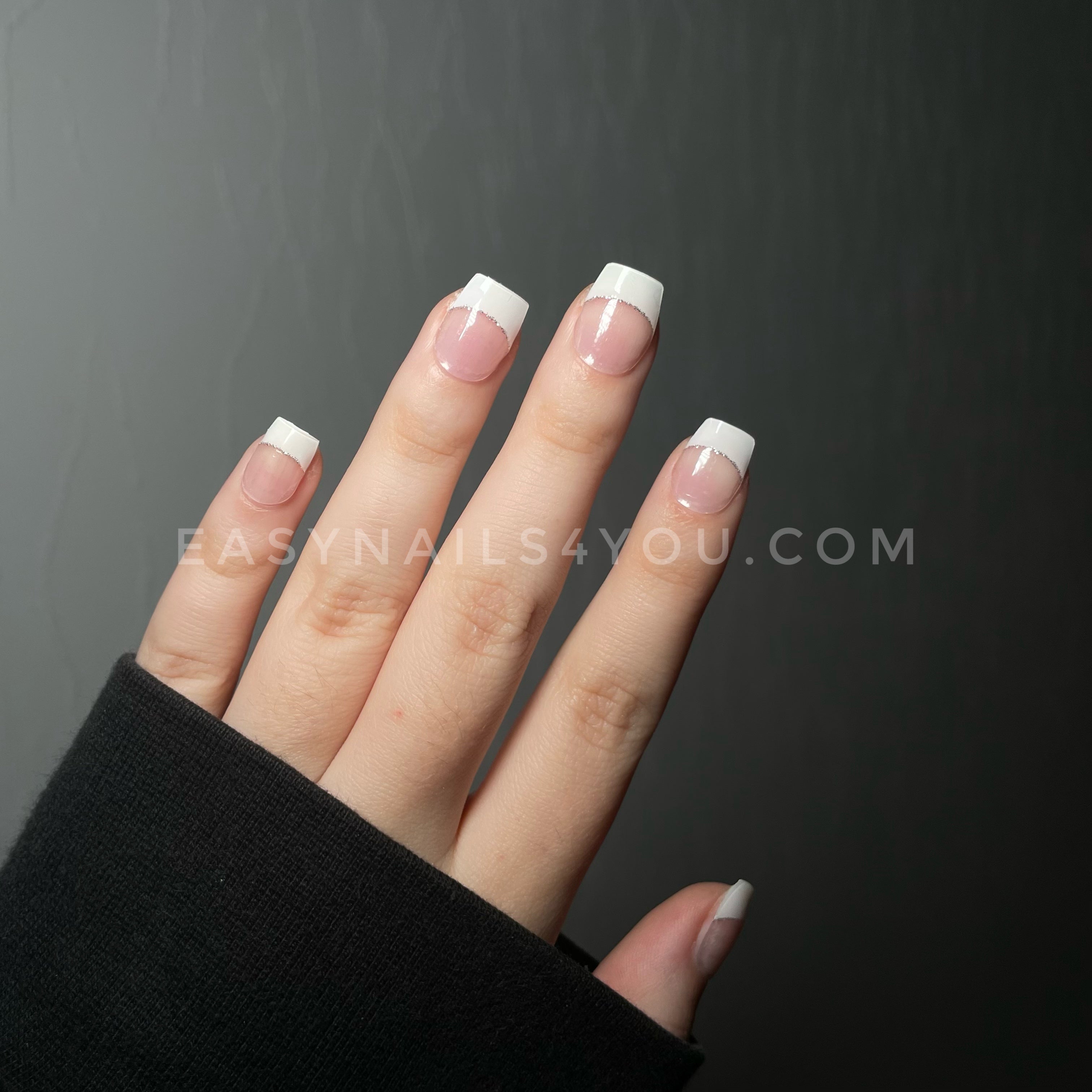 White Glitter French NG45