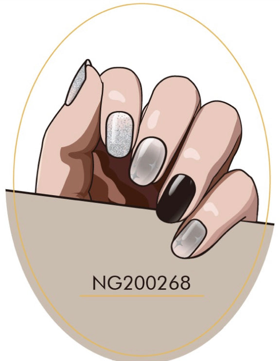 Black Silver Star Nails NG268